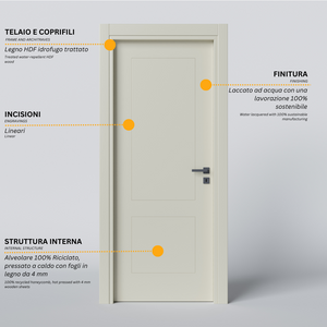 Porta Battente con Incisioni 2 Riquadri