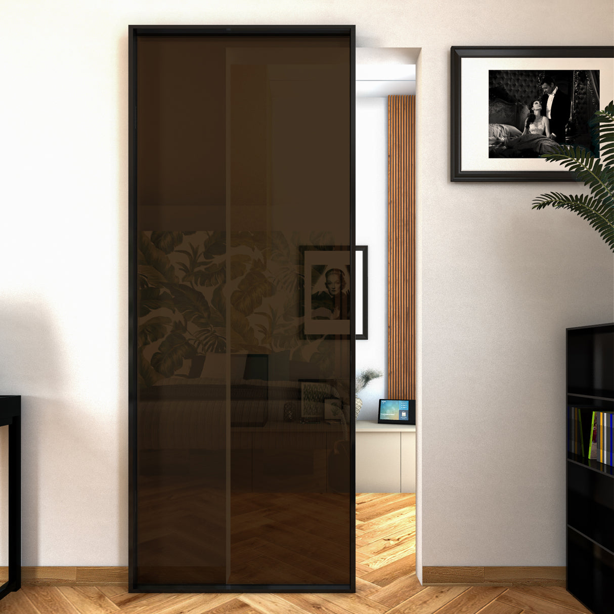 External Sliding Door Profiled Leaf Glass Bronze