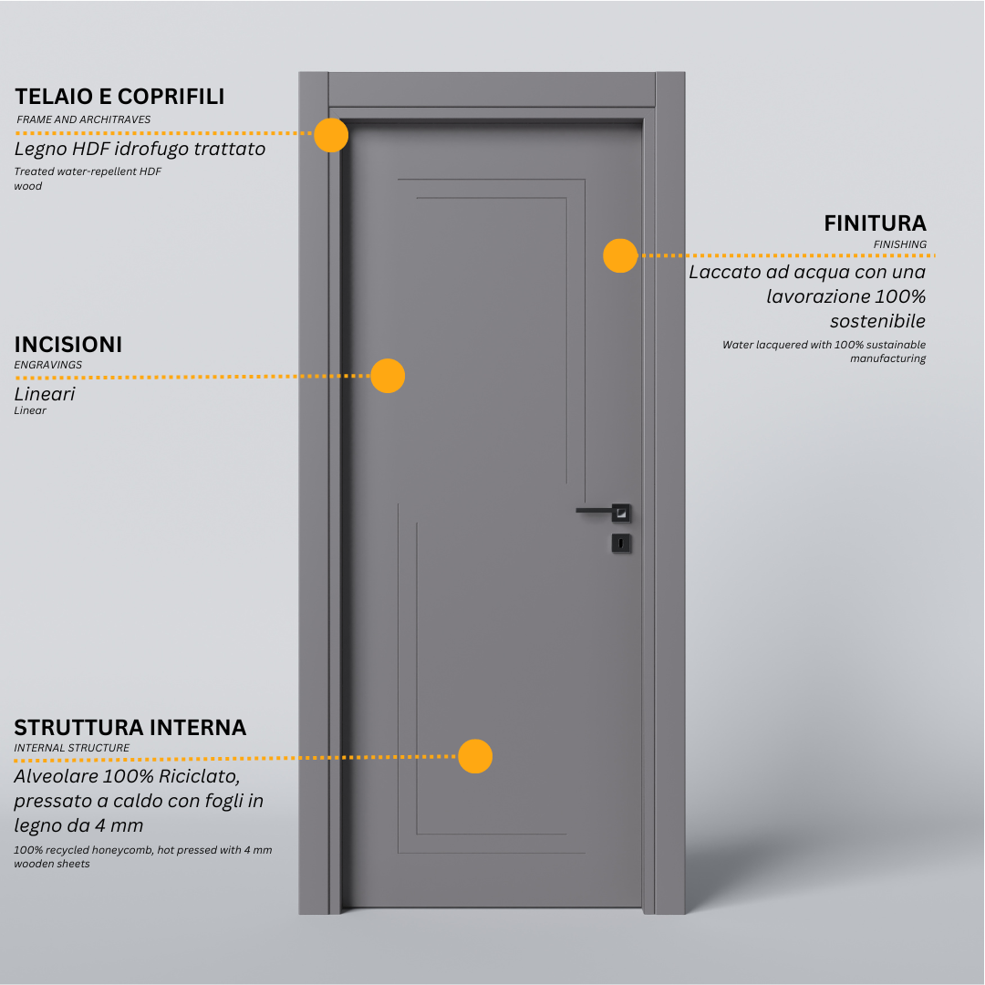 Hinged Door with Corners Engravings