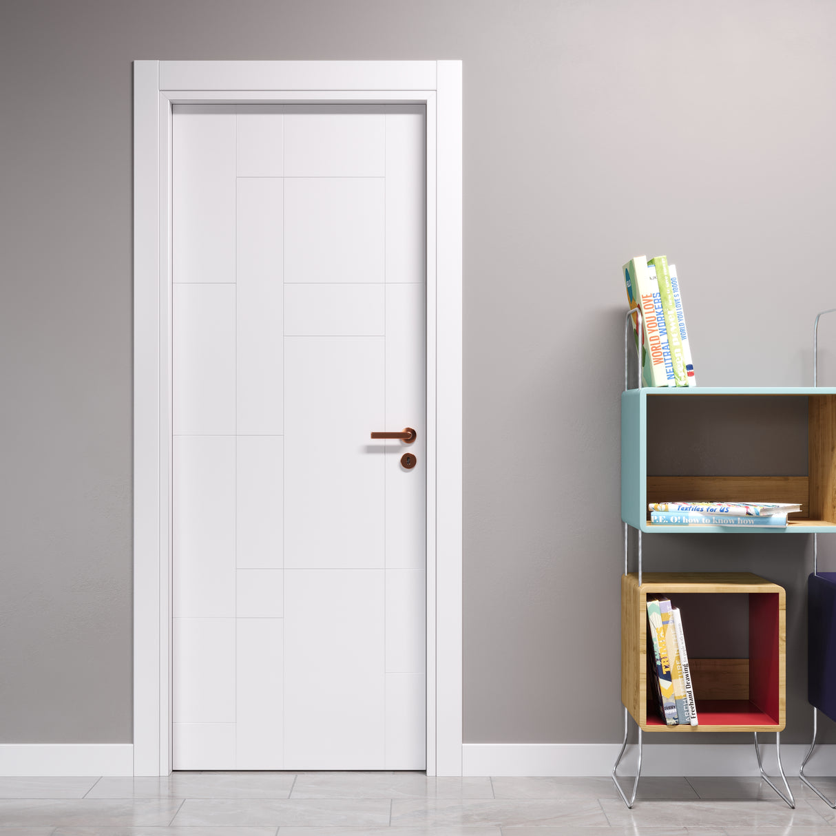 Hinged Door with Mondrian Engravings