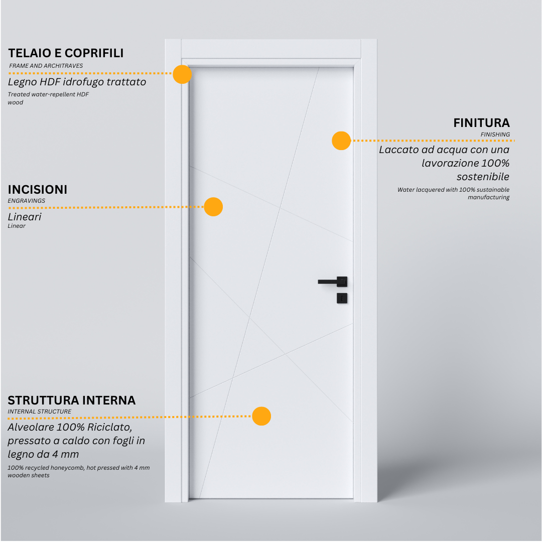 Hinged Door with Geometric Engravings