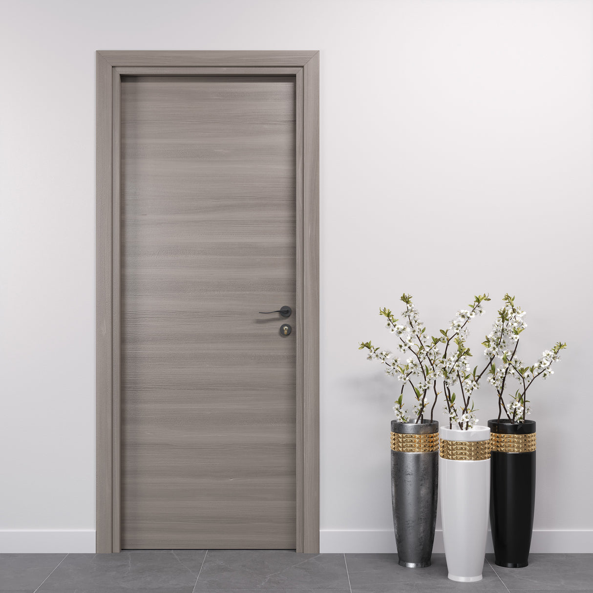 porta olmo grigio con cilindro yale