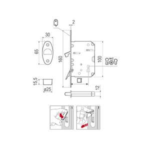 Lock for Interior Sliding Doors AGB Three Class