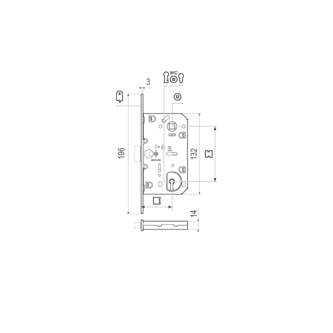 Lock for Interior Hinged Doors AGB Polaris 