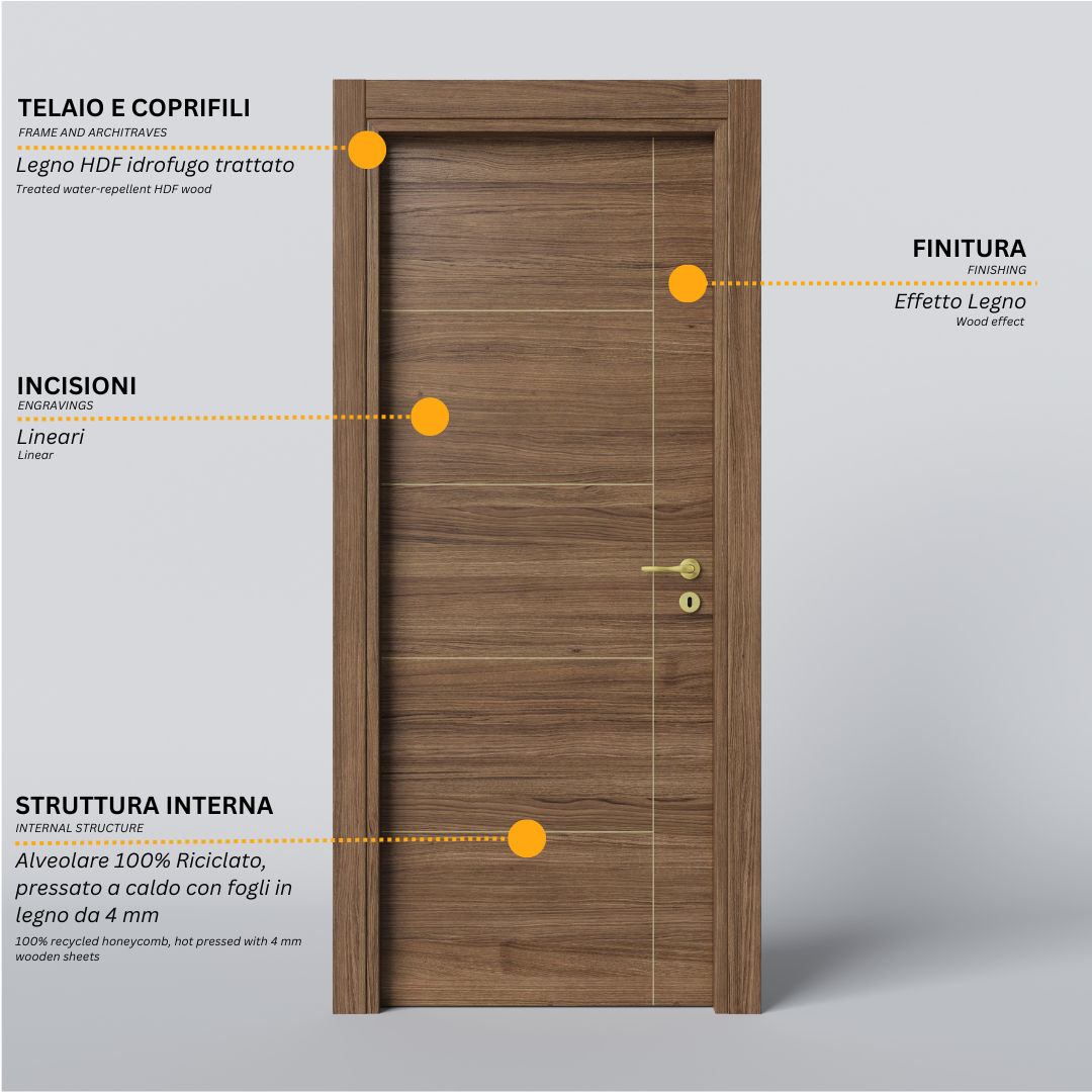 Hinged Door with Stripes Engravings