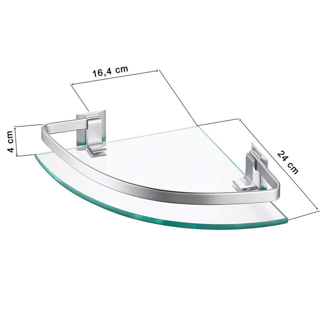 PORTE ITALIANE Mensola Angolare Vetro Bagno Doccia Barra Alluminio Vetro Temperato Extra Spesso Muro Stile Contemporaneo