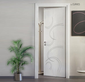 Porta interna Laccata con Incisioni SERIE INC - Curves - 60x210x11 - Maniglia Quadro Cromo Satinato + € 21,00