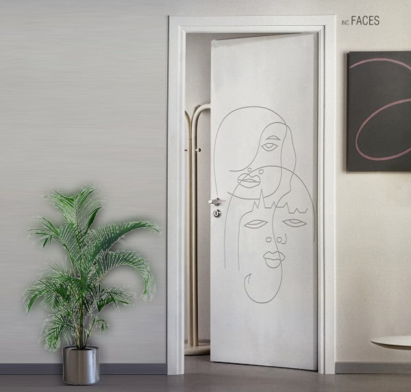 Porta interna Laccata con Incisioni SERIE INC - Faces - 60x210x11 - Maniglia Quadro Cromo Satinato + € 21,00