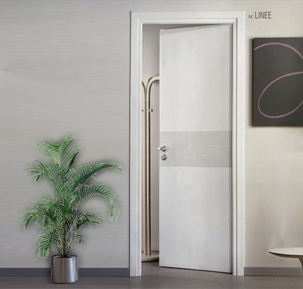 Porta interna Laccata con Incisioni SERIE INC - Linee - 60x210x11 - Maniglia Quadro Cromo Satinato + € 21,00