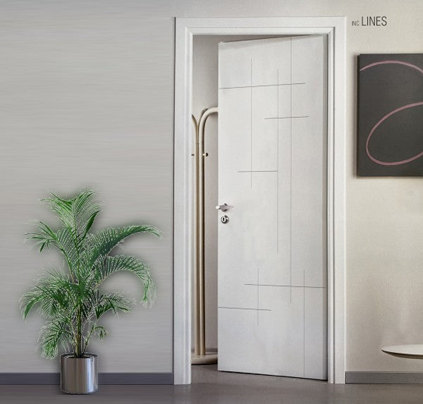 Porta interna Laccata con Incisioni SERIE INC - Lines - 60x210x11 - Maniglia Quadro Cromo Satinato + € 21,00