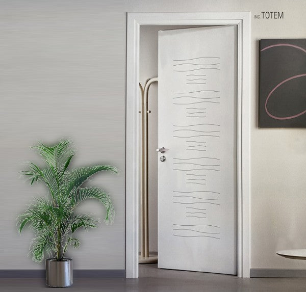 Porta interna Laccata con Incisioni SERIE INC - Totem - 60x210x11 - Maniglia Quadro Cromo Satinato + € 21,00