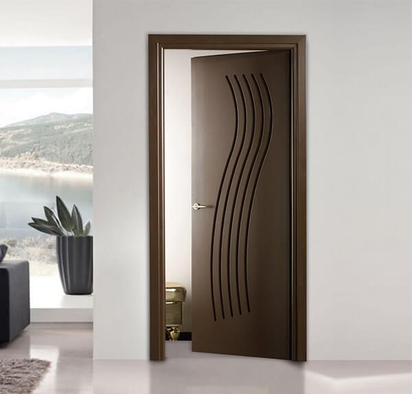 Porta legno Pantografata Laccata con Intagli - Laccato - RAL Opaco a Scelta - 90x210x11 - Maniglia Mood Cromo + € 45,00