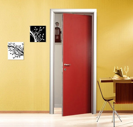 Porta rototraslante con telaio in alluminio bombato - Laminato - Bianco - 60x210x11 - Nessuna Maniglia