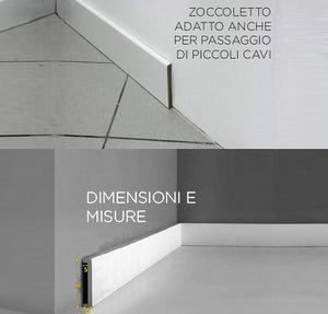 Zoccolino Battiscopa Passaggio Fili Piatto - Laminato - Bianco