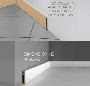 Zoccolino Battiscopa Passaggio Fili Piatto - Laminato - Rovere Sbiancato